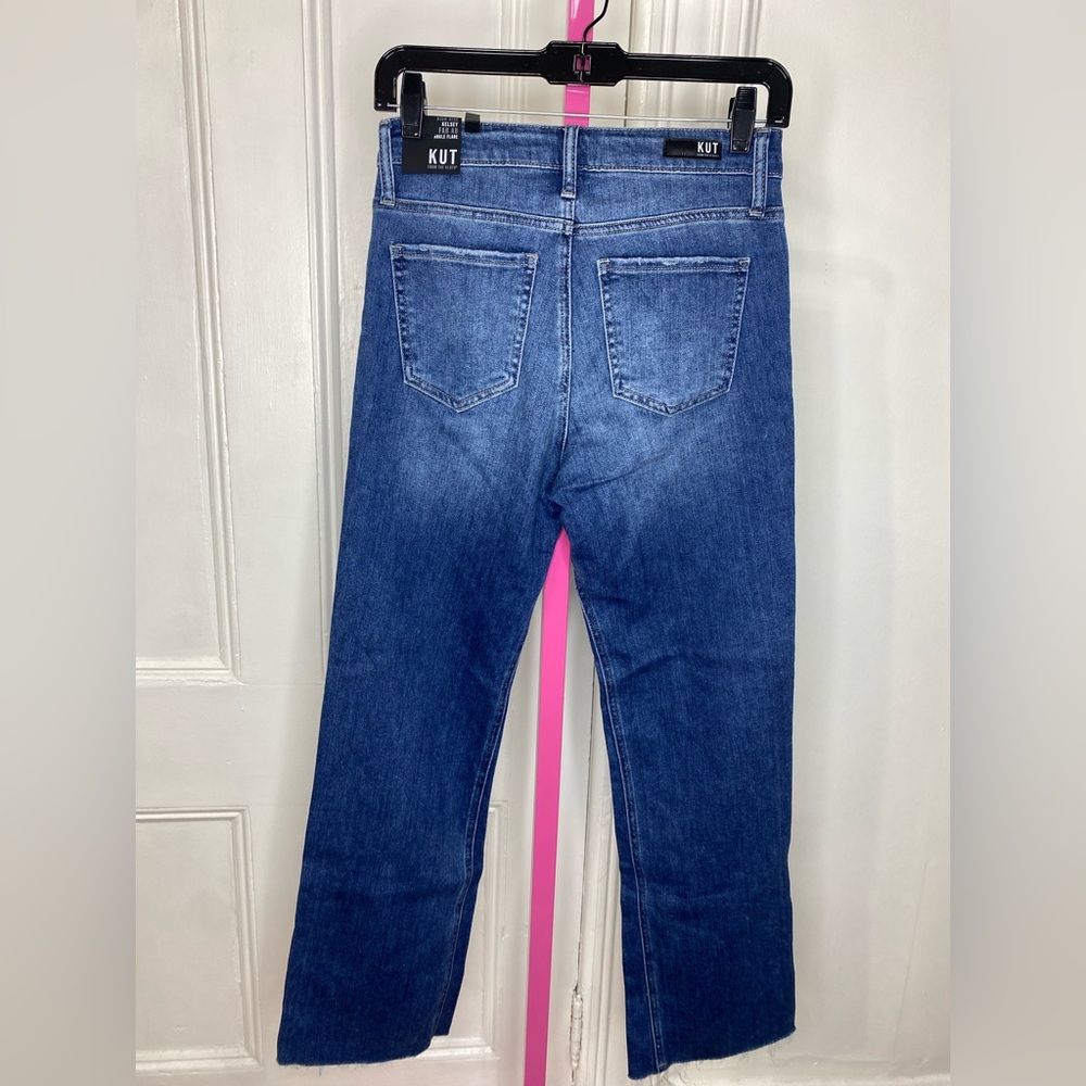 NWT KUT FROM THE KLOTH Kelsey Fab Ab High Waist Raw Hem Ankle Flare Jeans - Picture 5 of 9